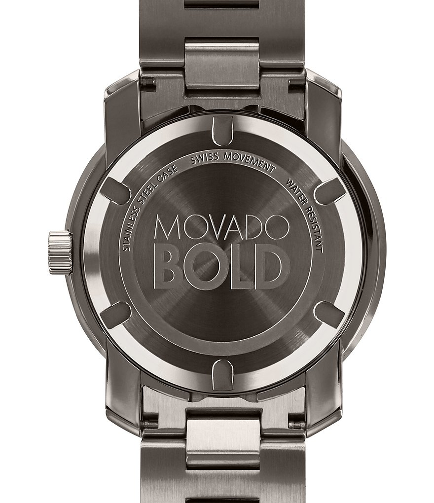 Movado Bold Men's Metals Gunmetal Grey Link Bracelet Watch