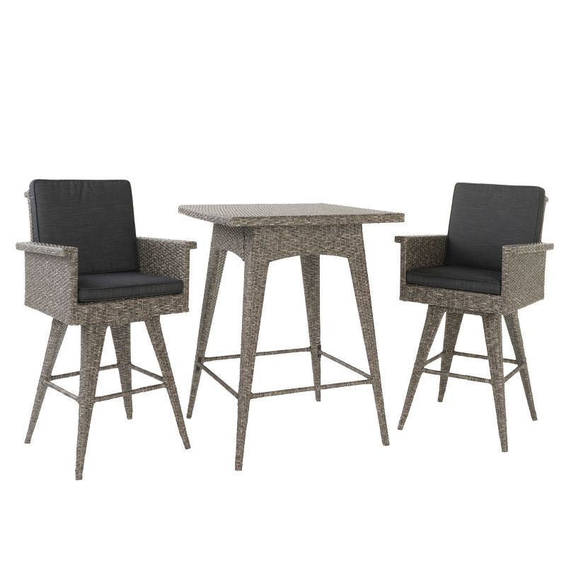 La Sola 3pc Metal Bistro Set - Black/Bronze - Christopher Knight Home