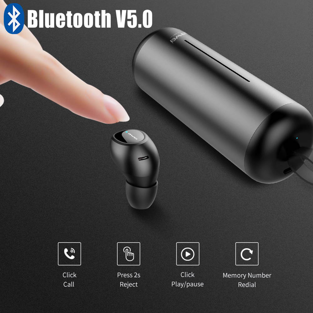 AWEI TWS Bluetooth Earphone Headphone With Mic True Wireless Earbuds Bluetooth 5.0 Headset With Charge Case For iPhone Xiaomi