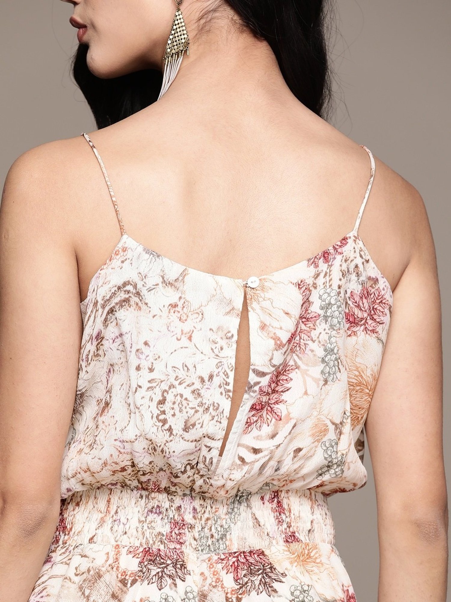 Label Ritu Kumar Ecru Floral Printed Jumpsuit