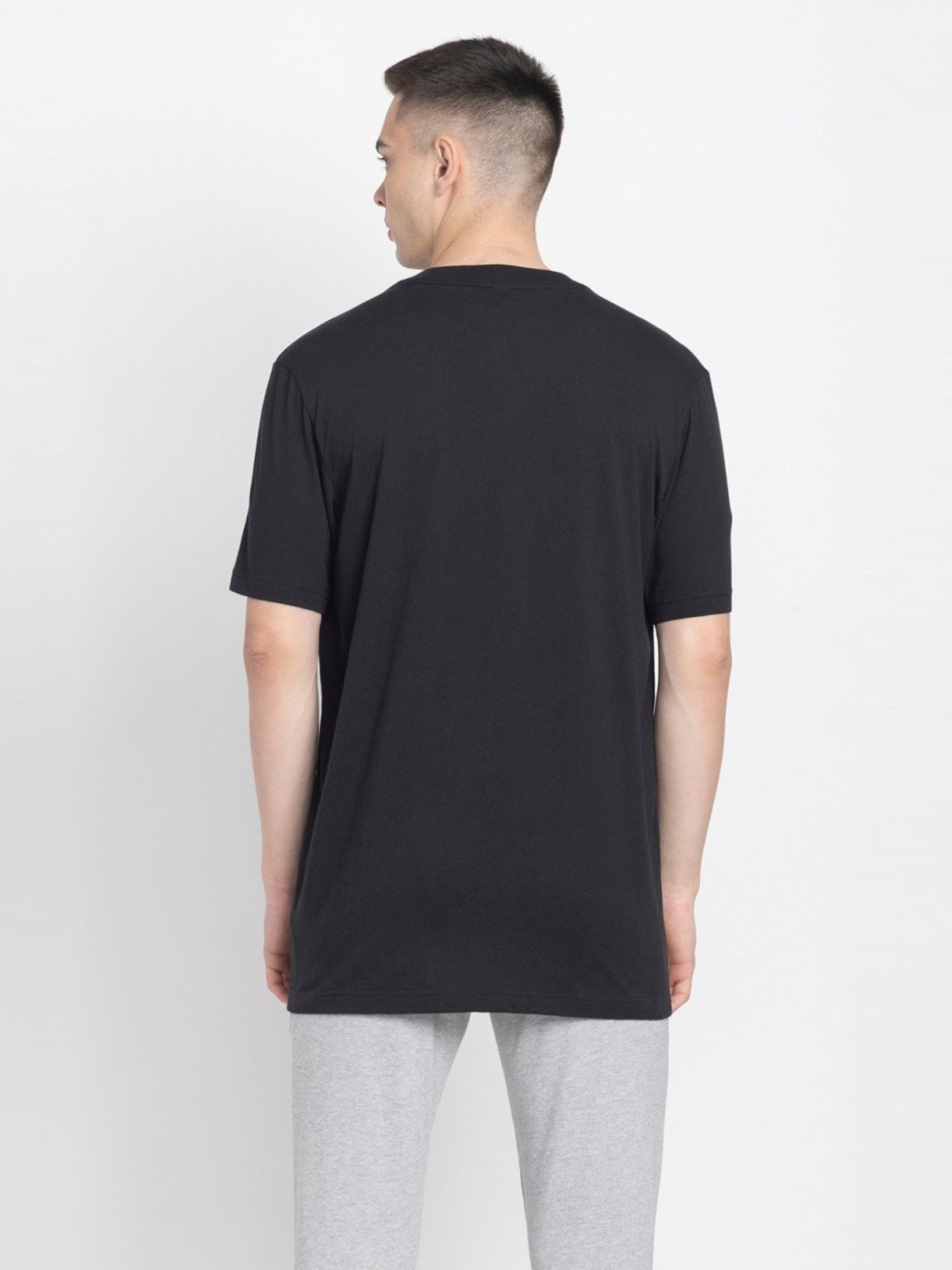 Adidas Black Cotton Loose Fit Printed Sports T-Shirt