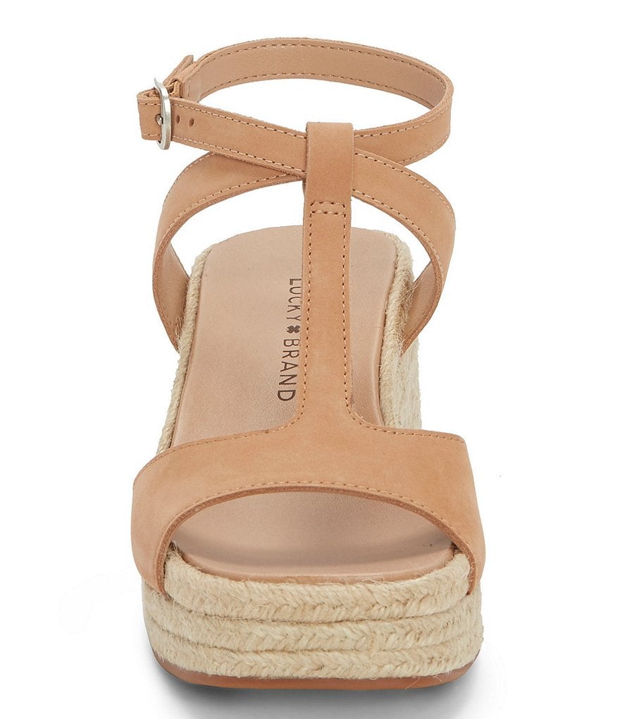 Lucky Brand Valki T-Strap Nubuck Espadrille Wedges
