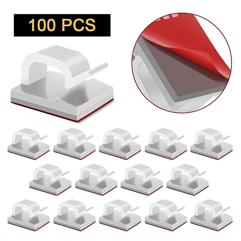 Self Adhesive Cable Clips Cable Management Wire Clip Cord Holder 100 Pack Model R White