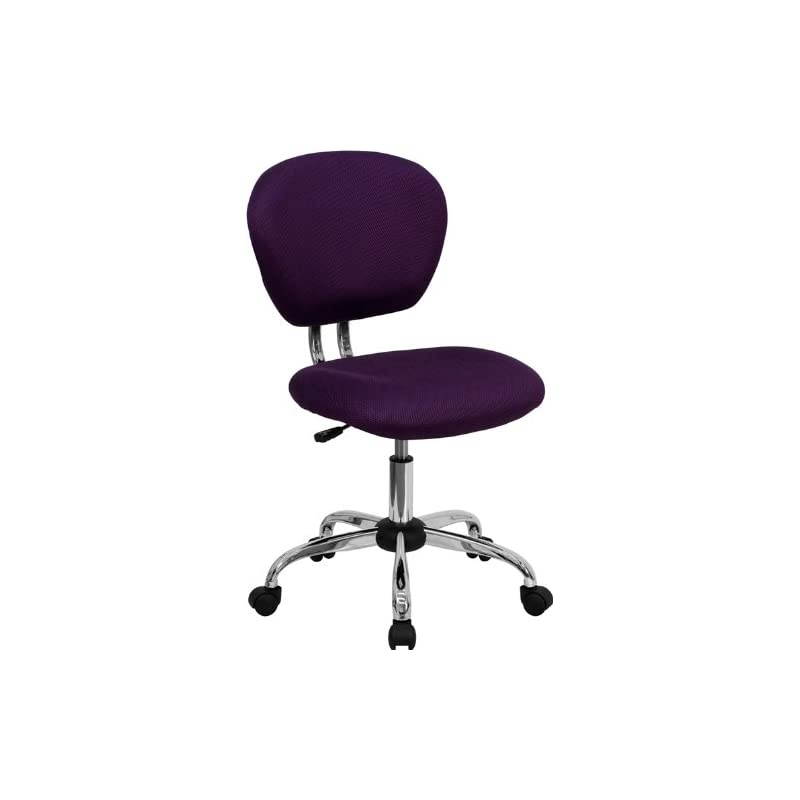 Mid-Back Purple Mesh Padded Swivel Task Office Chair with Chrome Base