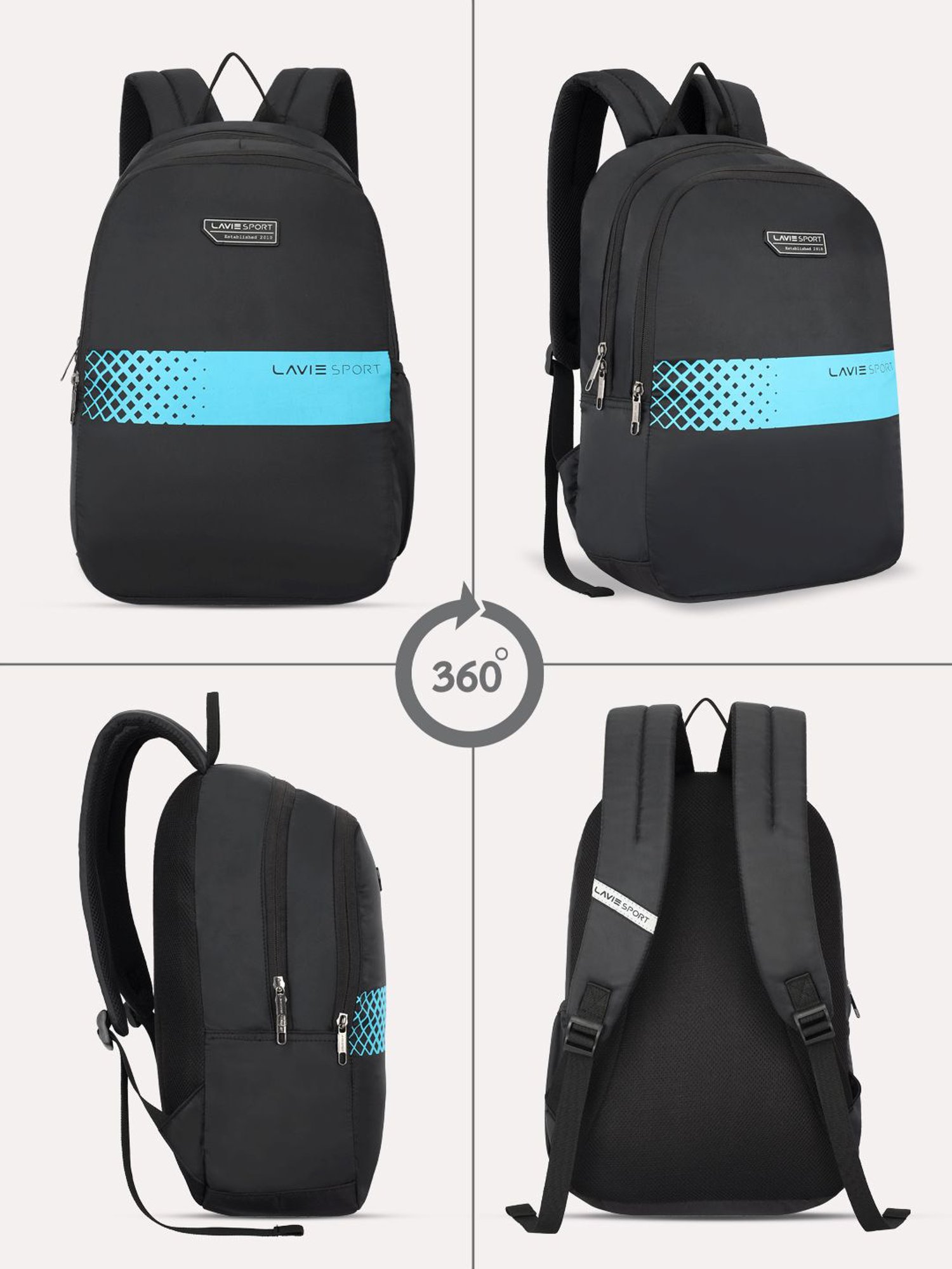 Lavie Sport Speedo 23L College Backpack For Boys & Girls|Men & Women (Black)