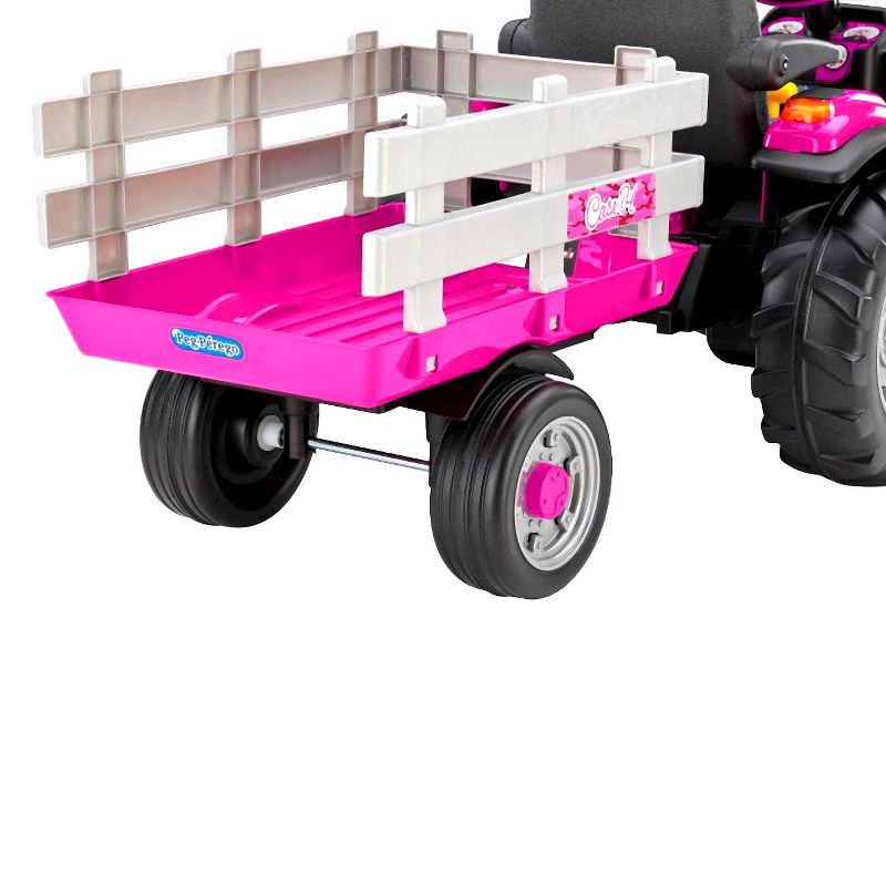 Peg Perego 12V Case IH Magnum Tractor with Trailer Powered Ride-On - Pink