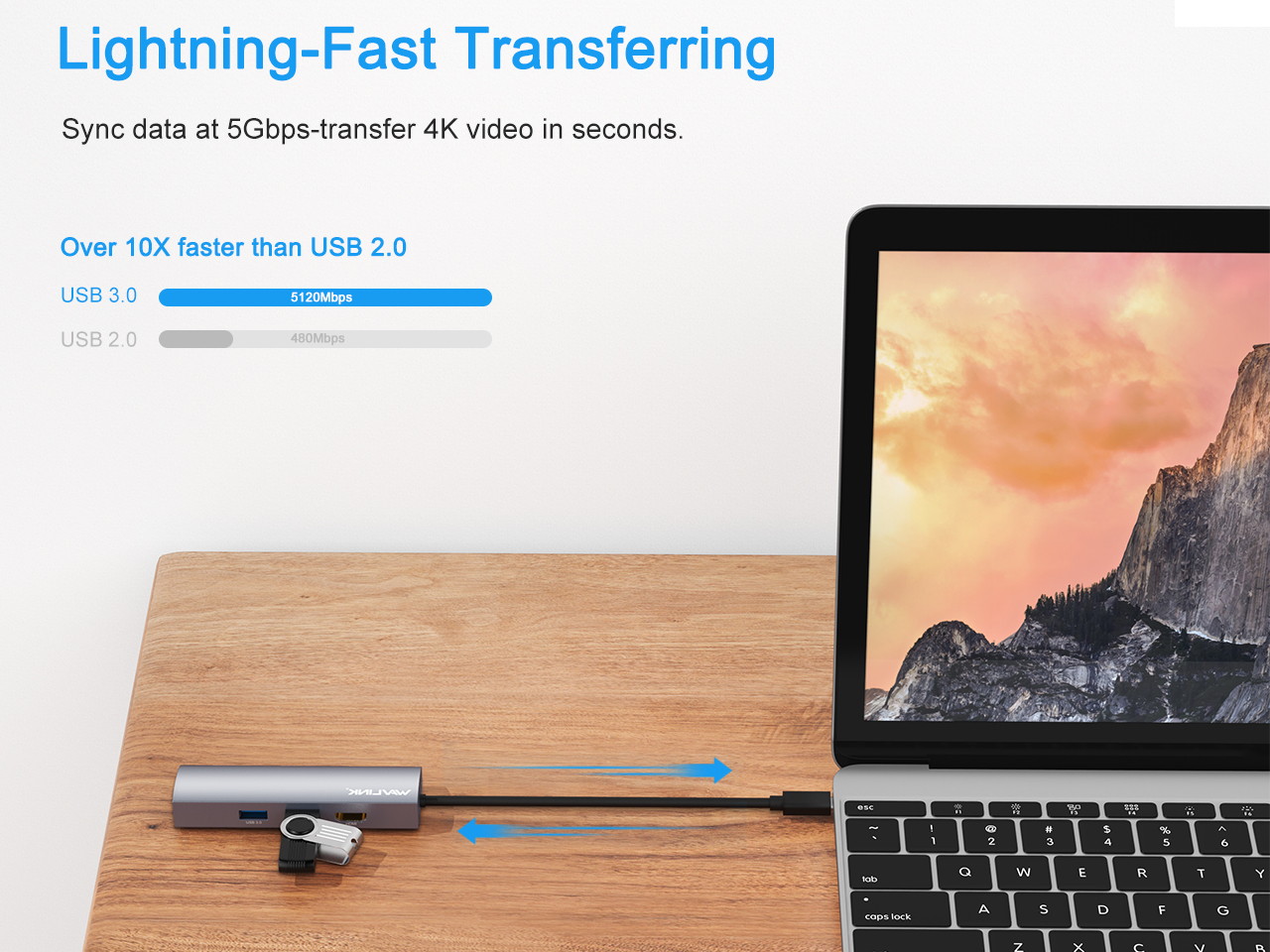 Madeng USB 3.0 HUB Adapter Extender Mini Splitter Box 3 Ports for PC Laptop Macbook Mobile Phone High Speed U Disk Reader