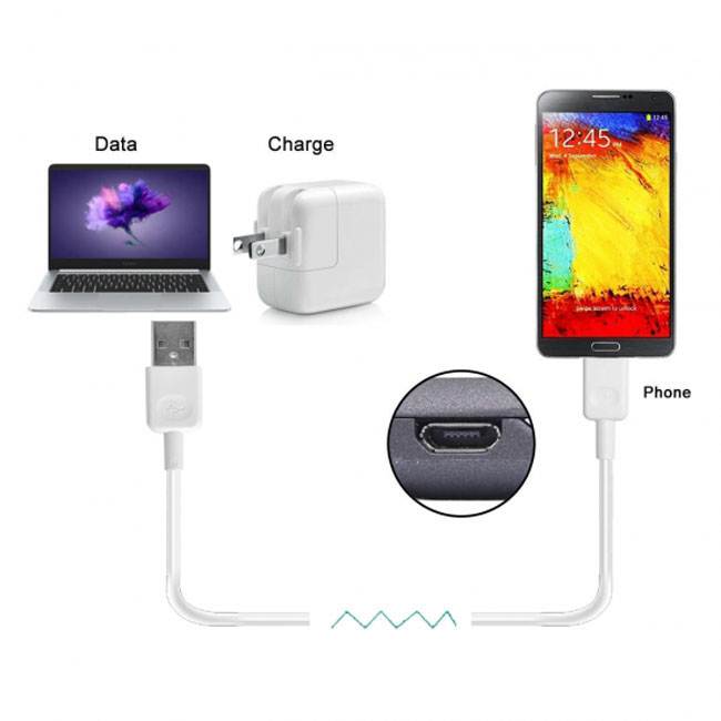 Xiwai White Micro USB 5Pin to USB 2.0 Male Data Cable 1.0m for Tablet & Cell Phone & Camera