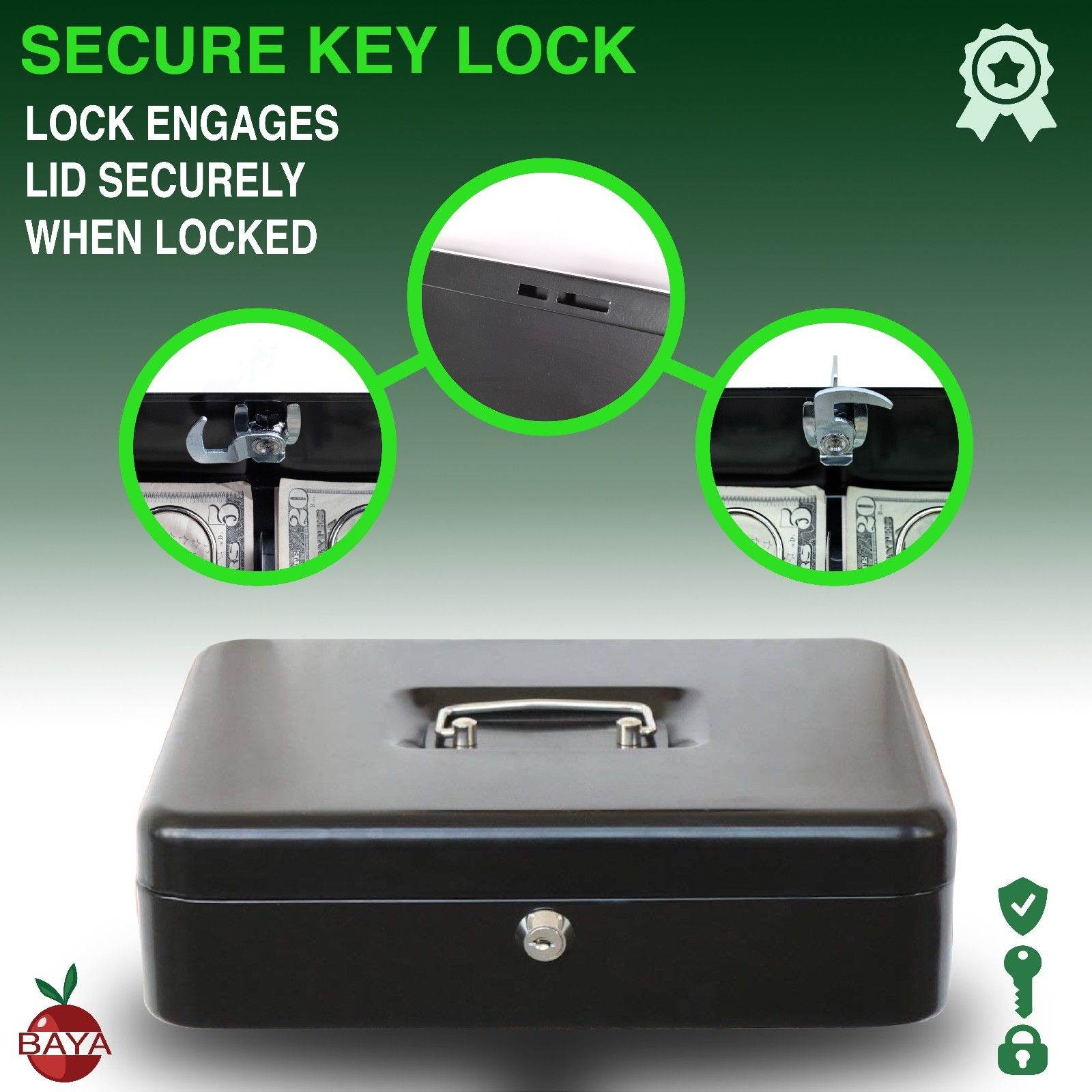 Cash Box with Money Tray | Coin Lid | Key Lock
