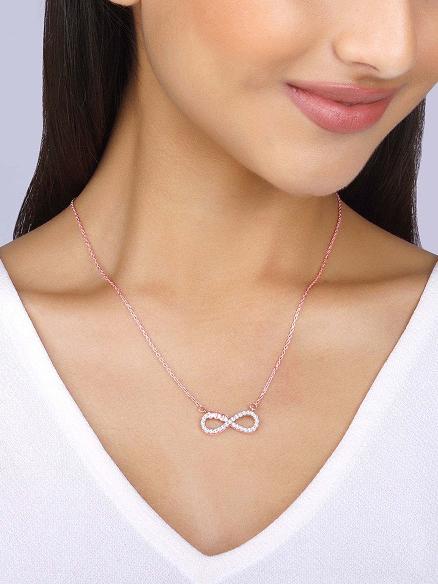 GIVA 92.5 Sterling Silver Double Infinity Love Necklace for Women