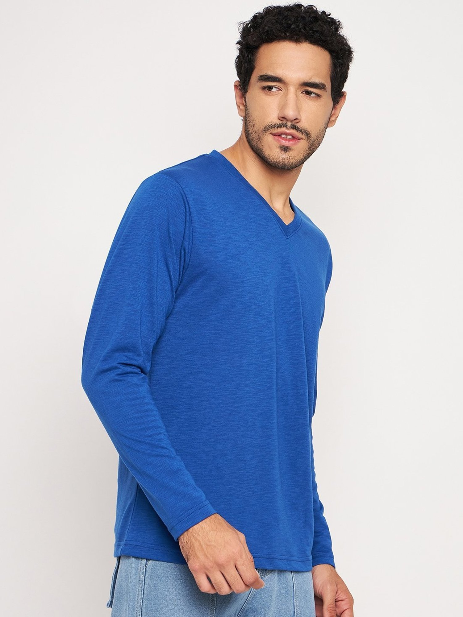 Club York Blue Cotton Regular Fit T-Shirt