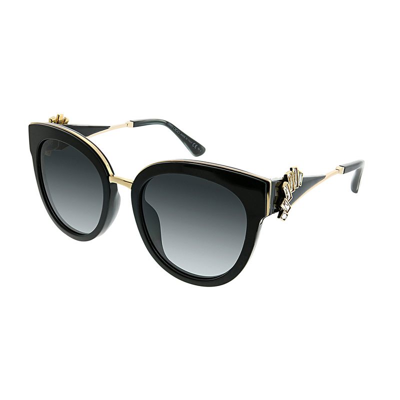Jimmy Choo with Clip On Earrings  1A5 9O Womens Cat-Eye Sunglasses Black Gold 53mm