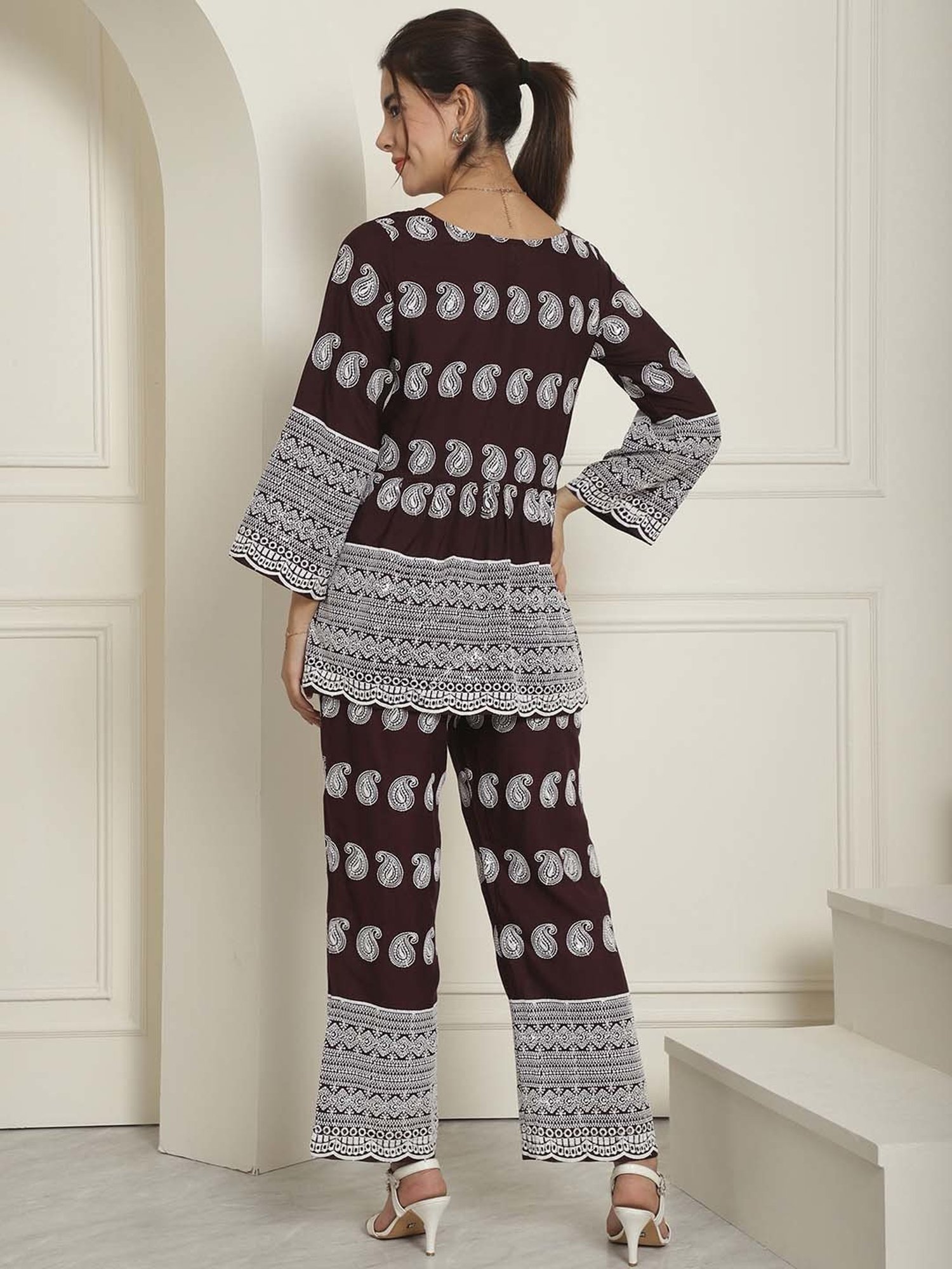 Indian Needle Purple Tunic & Pant Set