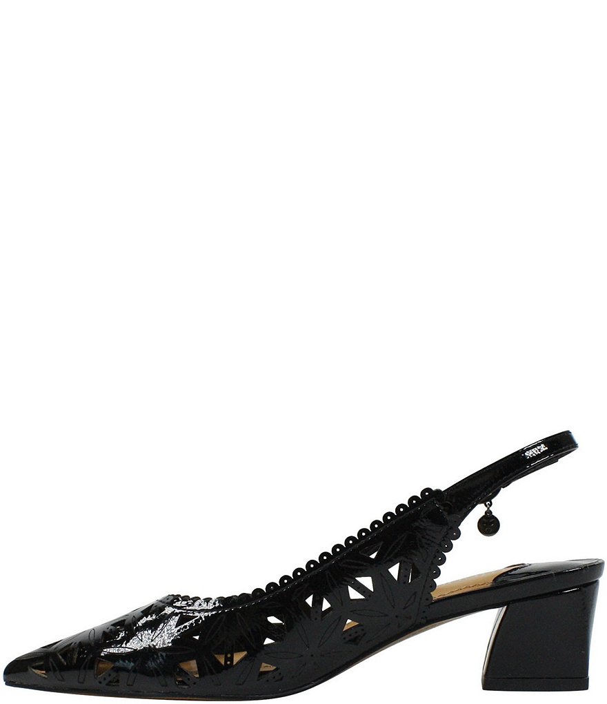 J. Renee Eloden Crinkle Patent Laser Cut Slingback Pumps