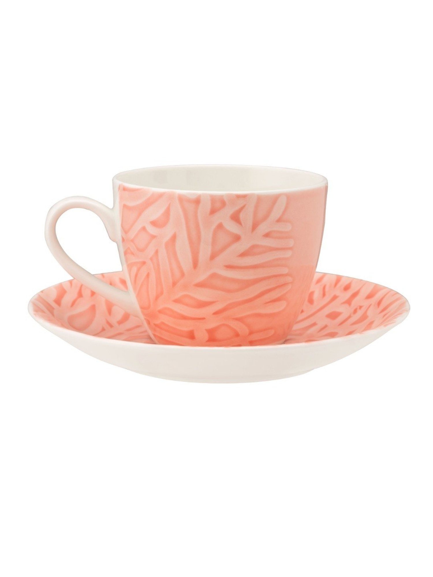 JCPL Fine Printed Pink Ceramic Cup & Saucer 180 ml - Set of 12