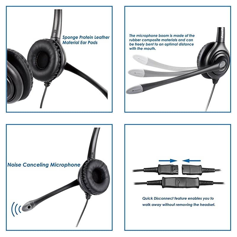 Headset with Microphone and Quick Disconnect Cord Only for Cisco IP Phones 794X 796X 797X 69XX Series and 8811,8841,8851,8861,8941,8945,8961,9951,9971 etc