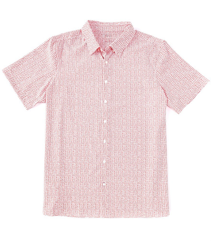 Perry Ellis Big & Tall Houndstooth Performance Stretch Short-Sleeve Woven Shirt