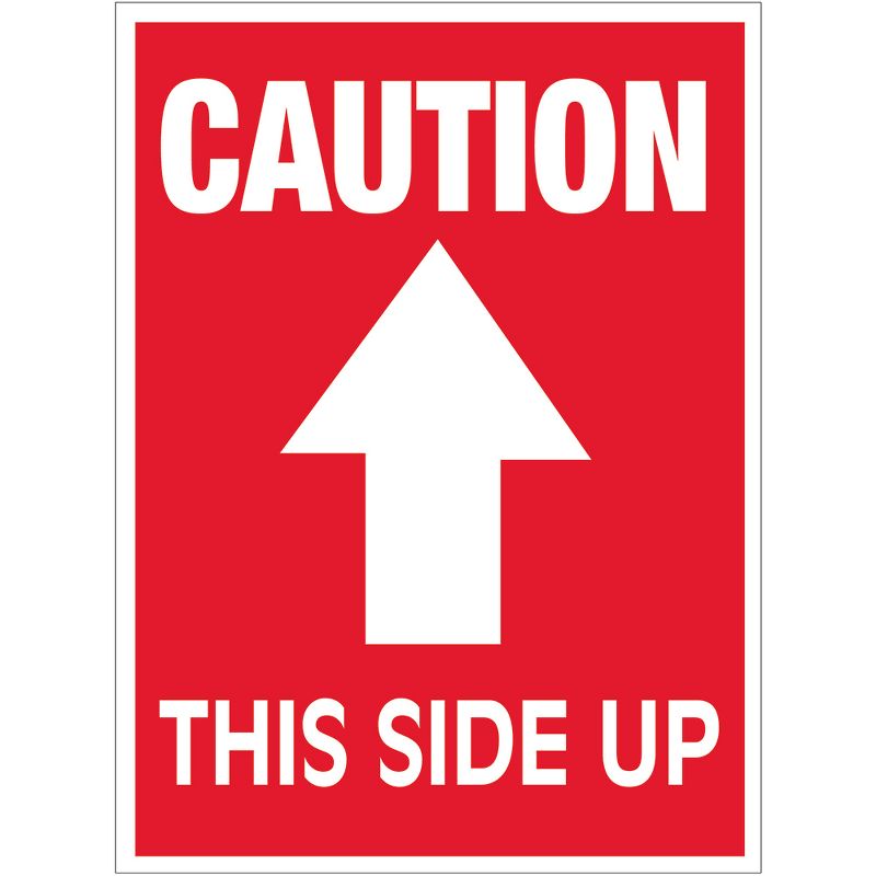 Tape Logic Labels "Caution This Side Up" Arrow 3" x 4" Red/White 500/Roll SCL511R