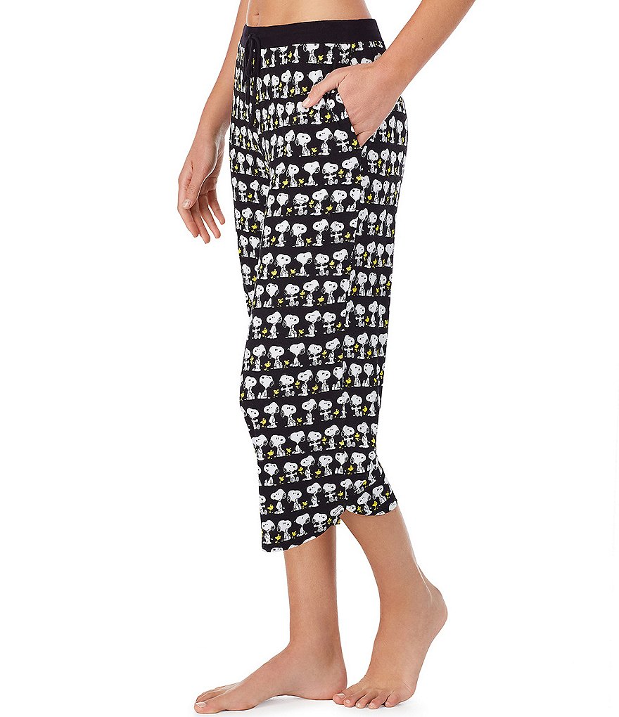 Peanuts Snoopy Print Knit Capri Sleep Coordinating Drawstring Pants