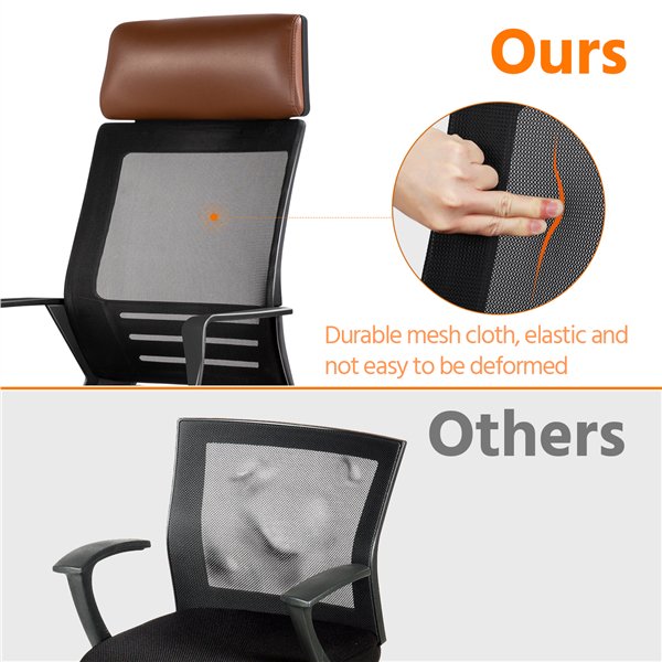 Adjustable Ergonomic Mesh Office Chair Swivel Computer Chair, Brown