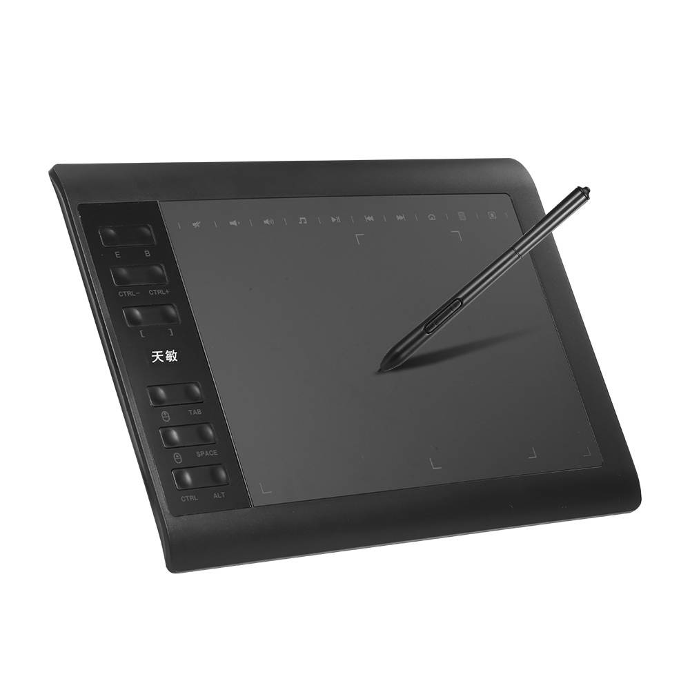 10moons 1060 Plus Graphic Tablet 10*6-inch Large Board Exclusive Phone Painting Area with 8192 Levels Pressure Passive Pen 5080 LPI