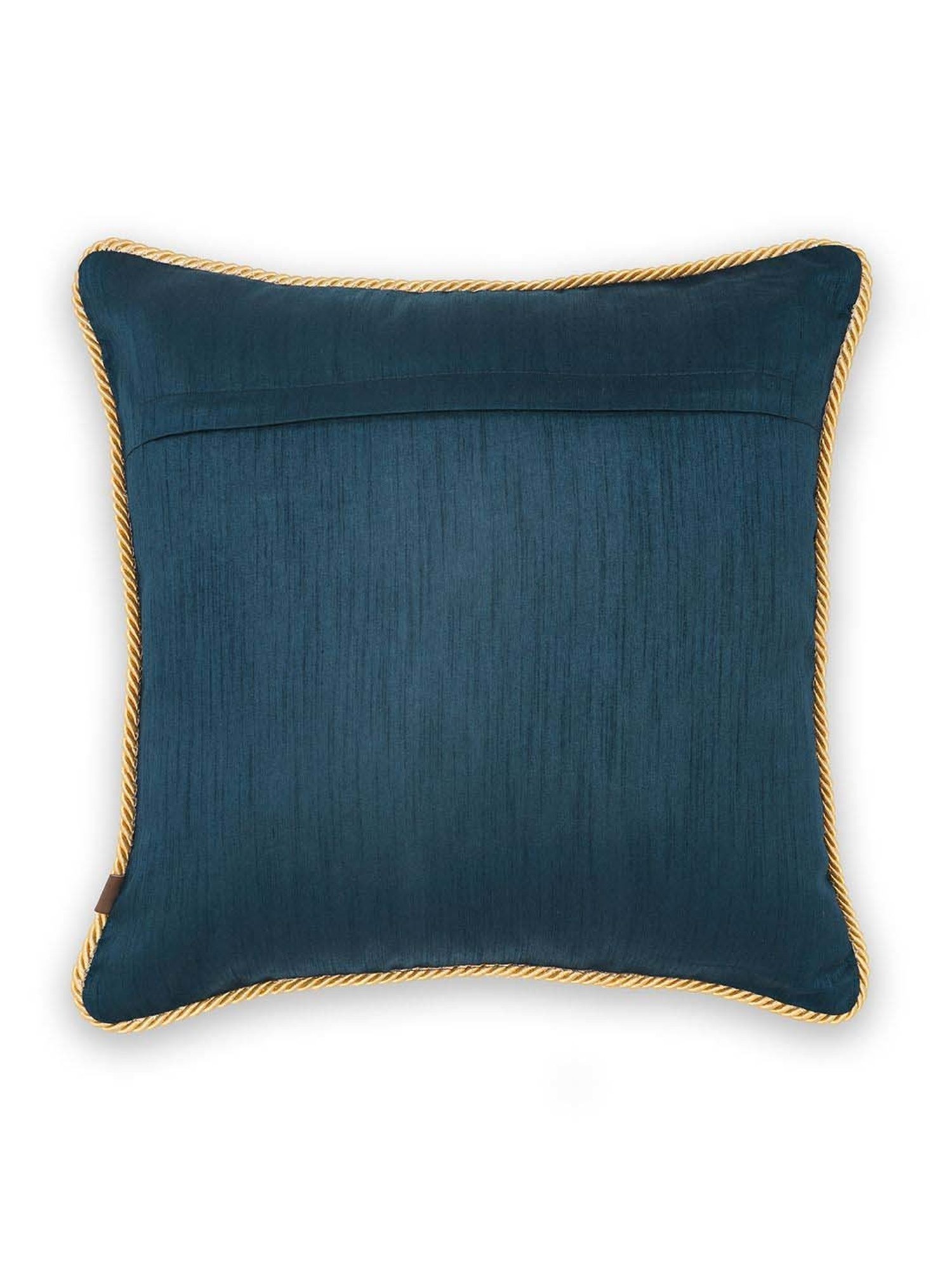 Pure Home and Living Blue Poly Dupion Foil Print Cushion Cover With Satin Twisted Dori