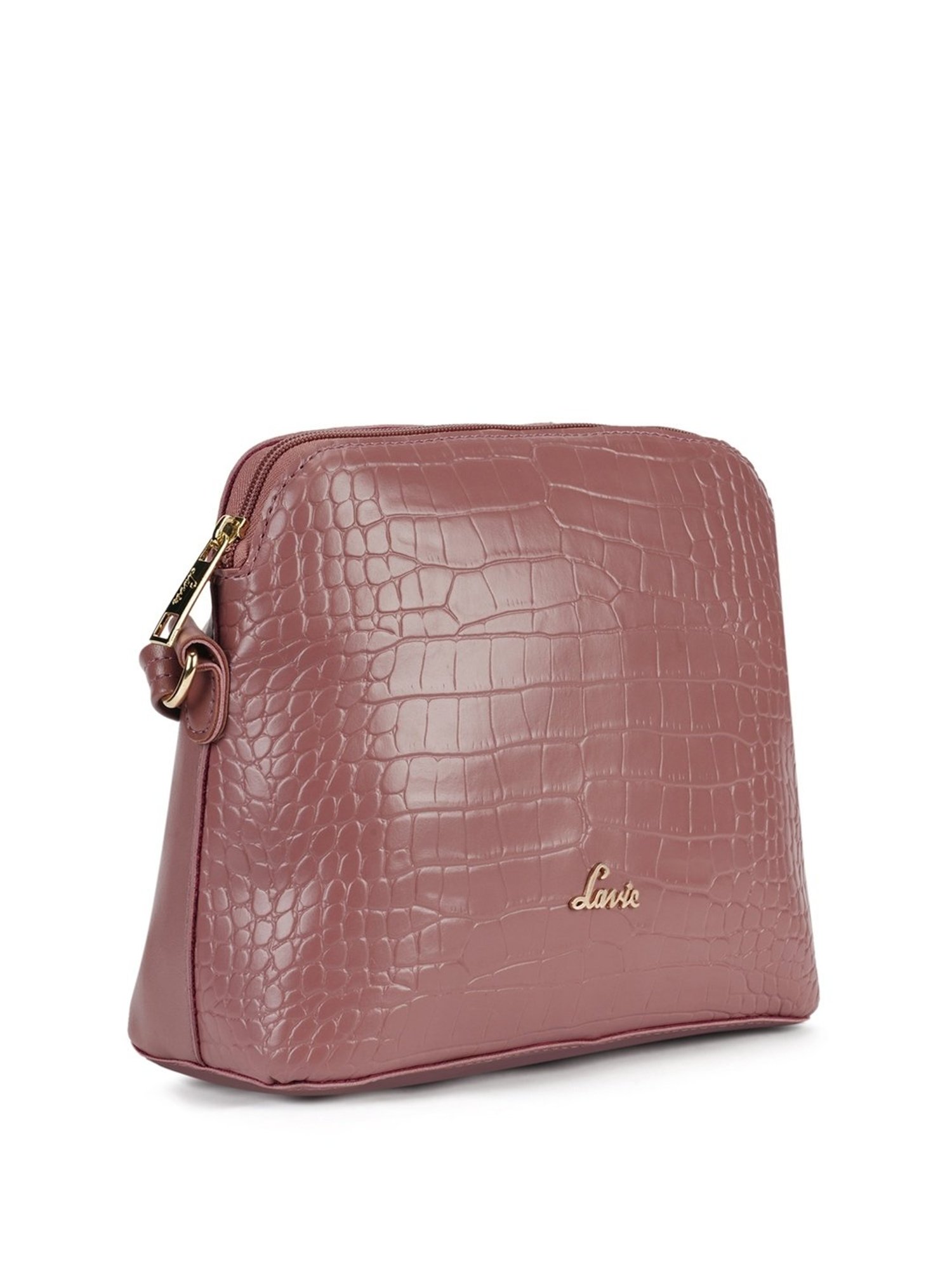 Lavie Miami Pink Synthetic Textured Sling Handbag