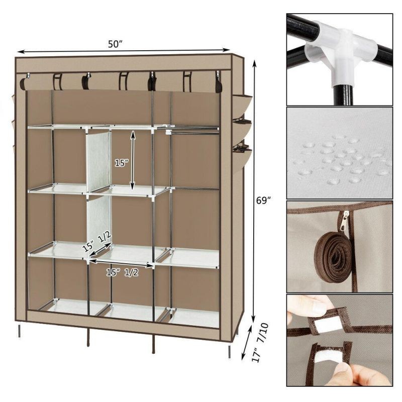 High Quality Portable Closet Wardrobe Clothes Shoe Rack Storage Organizer Shelf