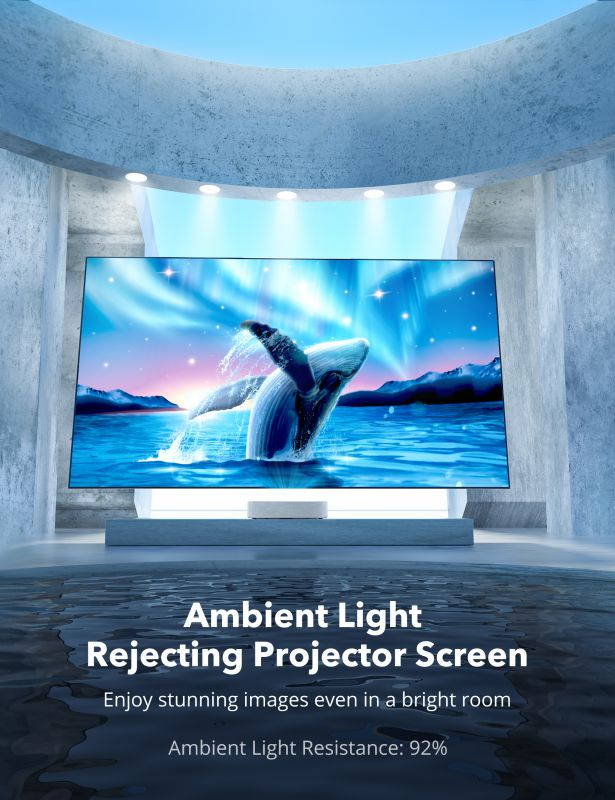 Projector Screen, VAVA 100&rdquo; 4K Ultra HD 16:9 Ambient Light Rejecting Fixed Frame Projector Screen, Ceiling Light Rejecting Projection Screen for Ultra-Short Throw Projectors