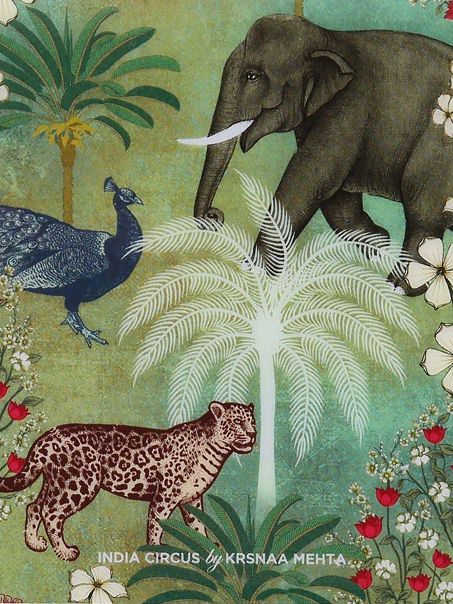 India Circus by Krsnaa Mehta Green Mdf Wildlife Safari Table Coaster - Set of 6