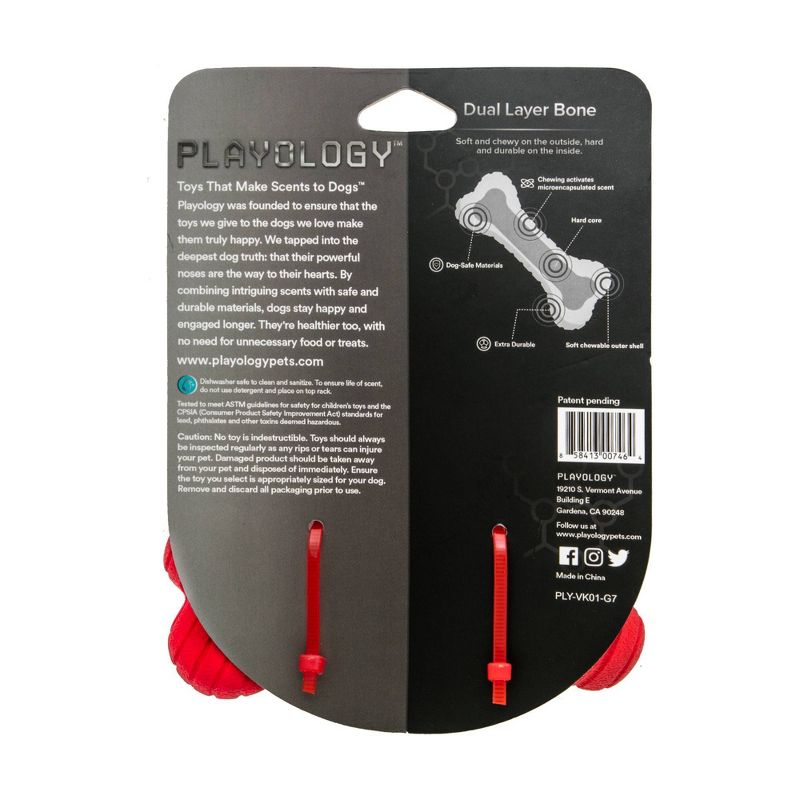 Playology Beef Scent Bone Dog Toy - Red - L