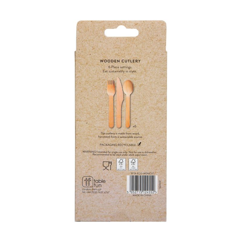 18pk Disposable Party Wooden Cutlery