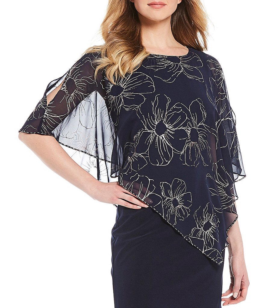 Marina Sequin Lace Round Neck 3/4 Sleeve Sheath Dress