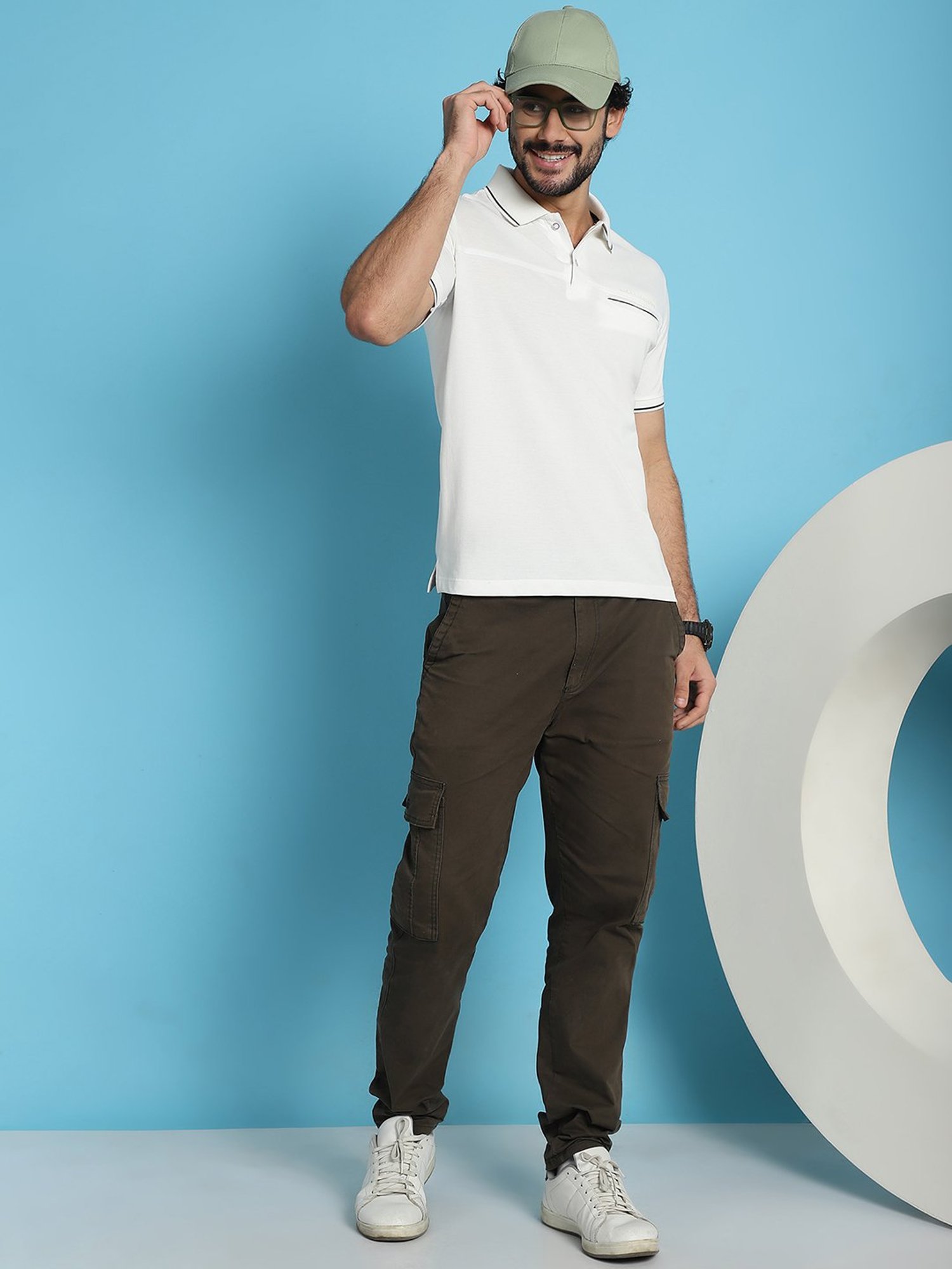 Venitian- Forbidden Clothing Off Whie Slim Fit Printed Polo T-Shirt