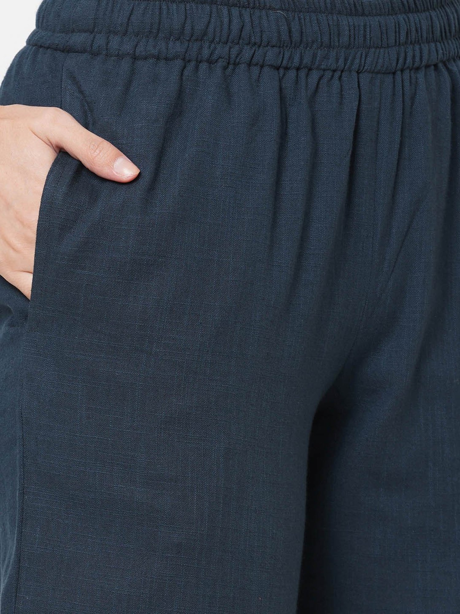 Kami Kubi Navy Regular Fit Elasticated Harem Pants