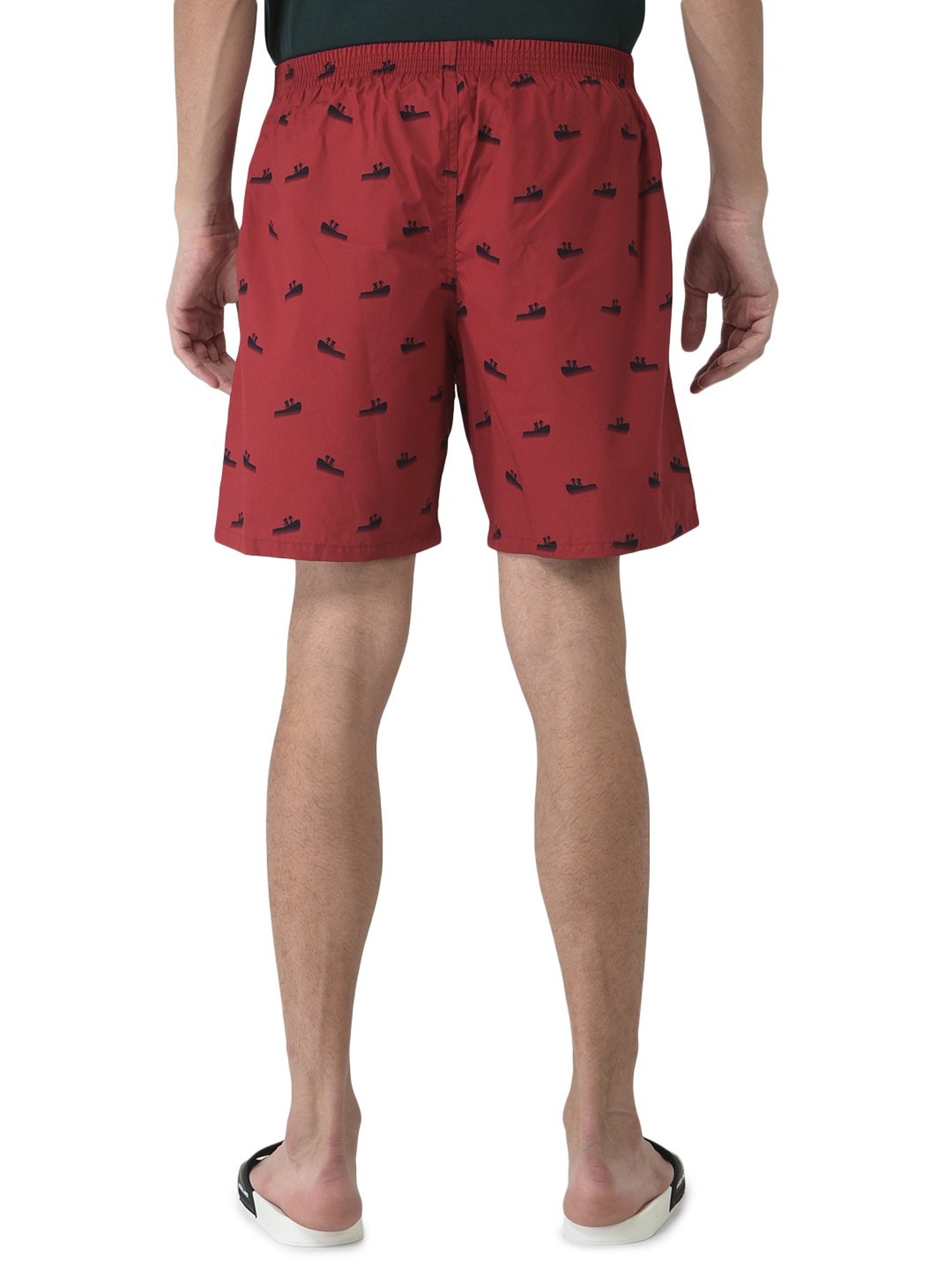 Woodland Dark Red Printed Shorts