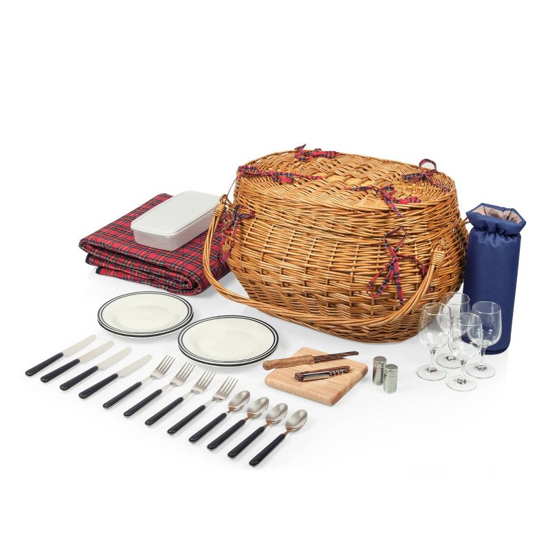 Northlight 15.5" Hand Woven Willow 2-Person Picnic Basket and Accessory Set - Brown