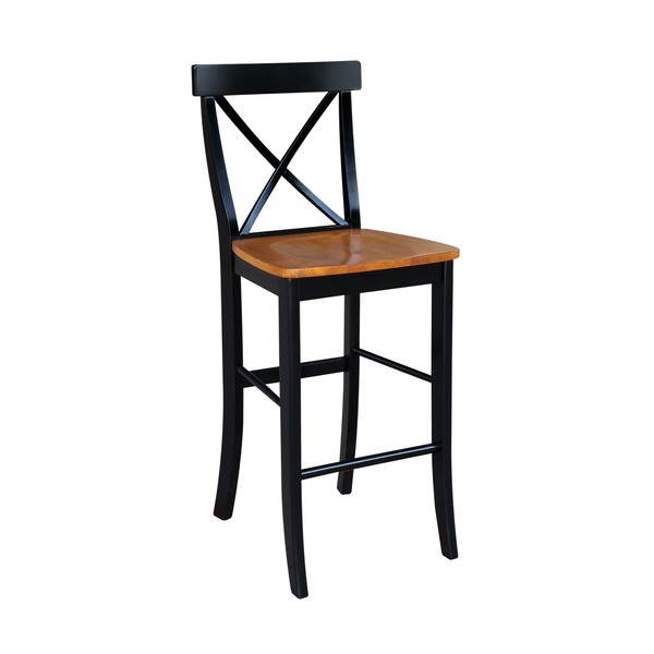 International Concepts S57-6133 X-back Barheight Stool - 30'' SH Black / Cherry