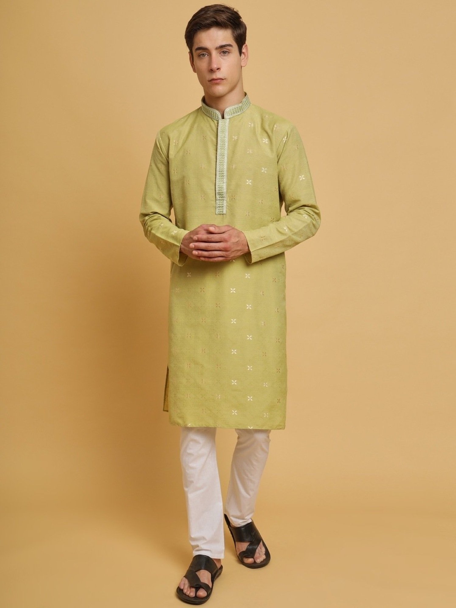 SWAGG INDIA Green Cotton Regular Fit Kurta