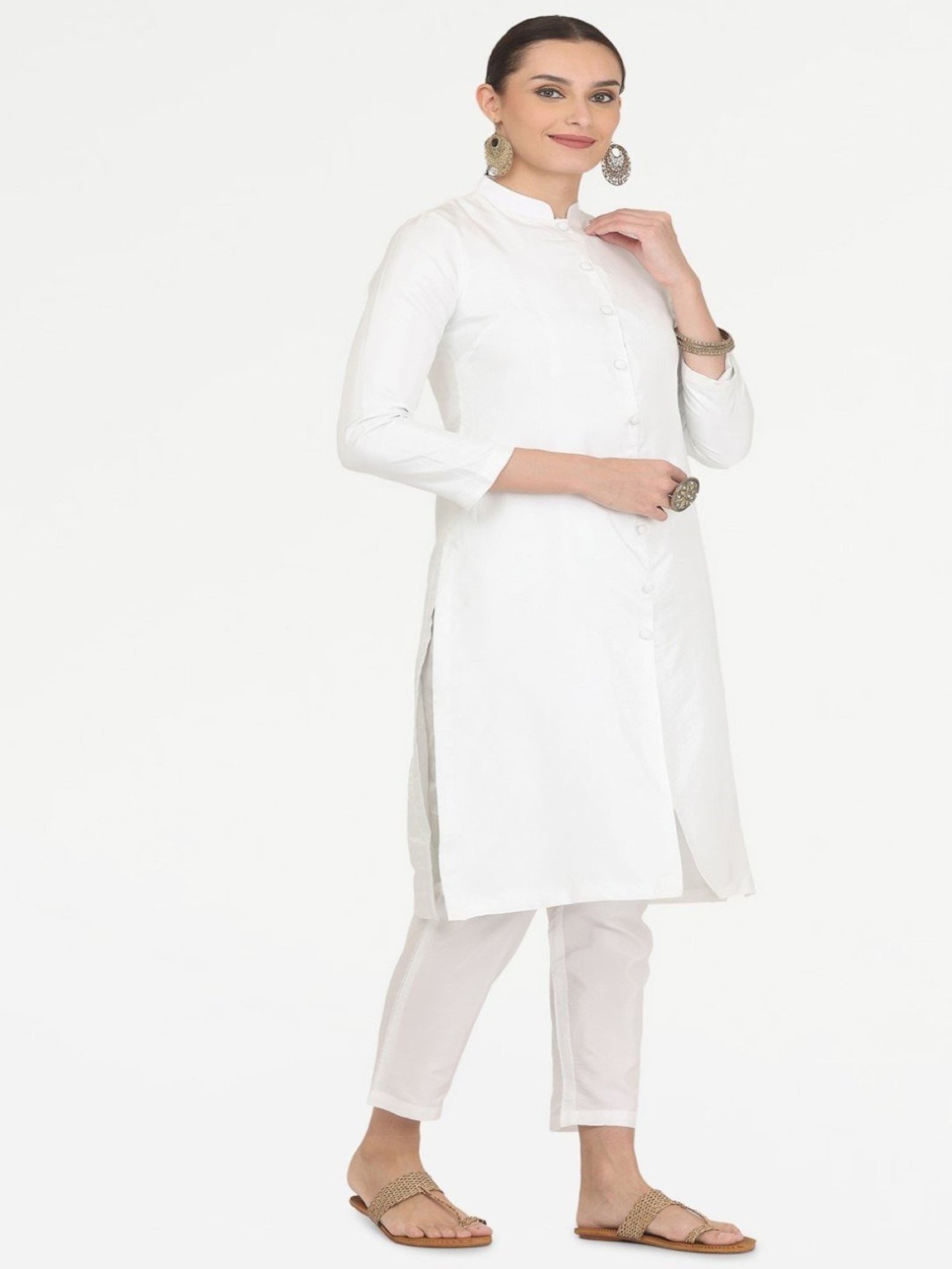 Kaanchie Nanggia White Taffeta Jacket with Pant