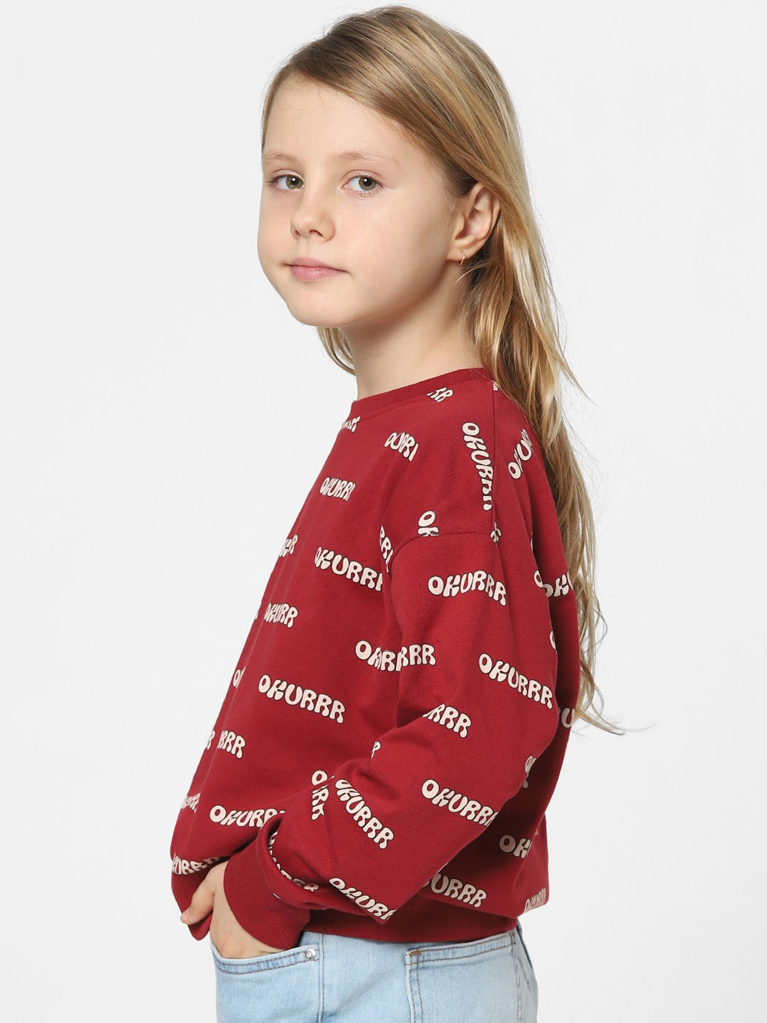 KIDS ONLY Red Printed Full Sleeves Sweatshirt