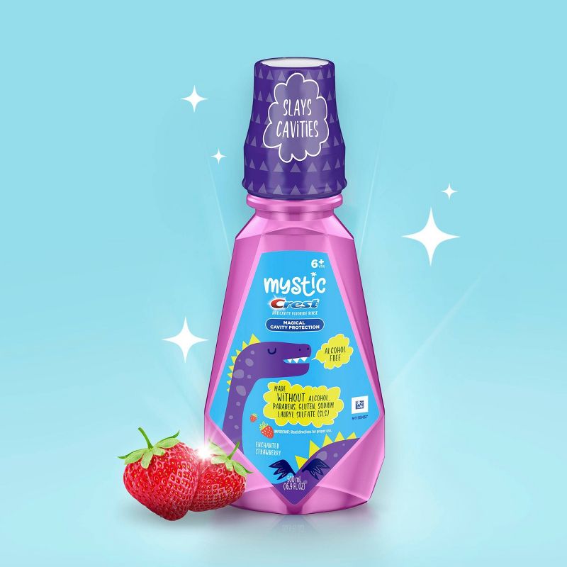 MYSTIC by Crest Kid's Mouthwash Alcohol Free  Enchanted Strawberry Flavor Kids 6+ - 16.9 fl oz