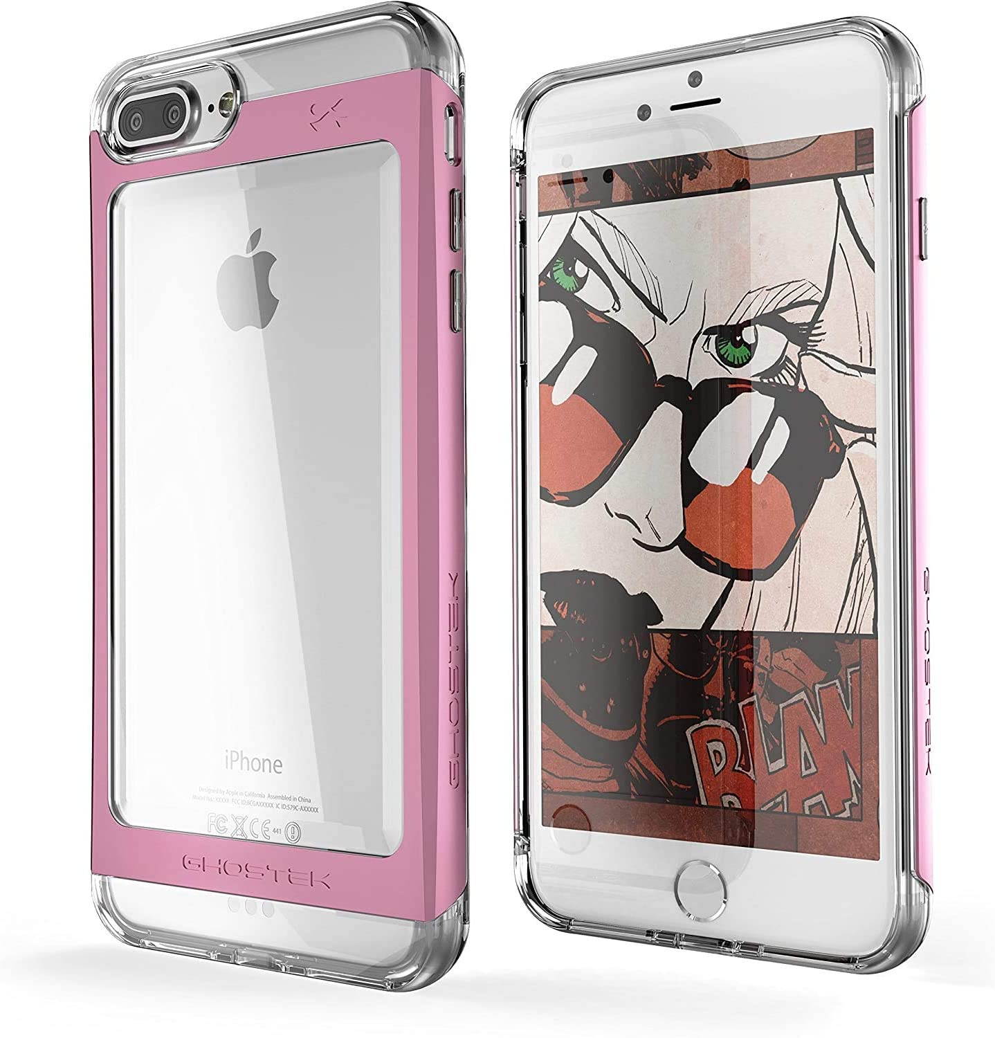 Ghostek Cloak Clear iPhone 7 Plus, iPhone 8 Plus Case with Slim Metal Bumper Design Shockproof Heavy Duty Protection Wireless Charging 2017 iPhone 8 Plus, 2016 iPhone 7 Plus (5.5 Inch) - (Gold)