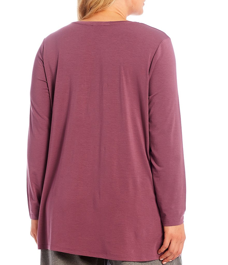 Eileen Fisher Plus Size Fine Stretch Jersey Knit Crew Neck Long Sleeve Tunic