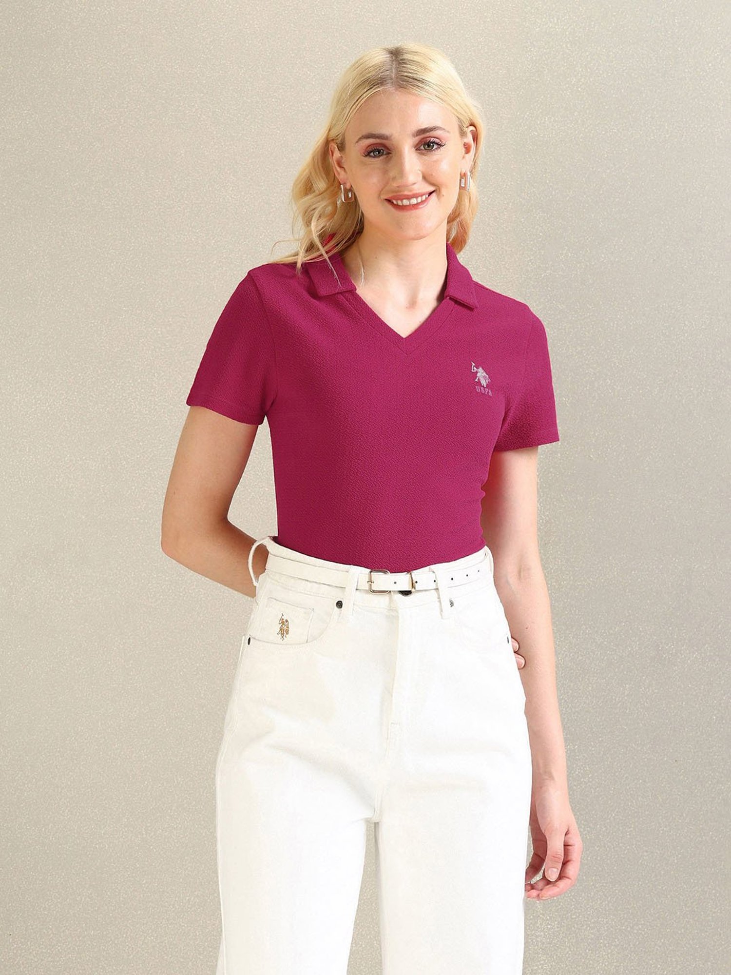 U.S. Polo Assn. Dark Pink Polo T-Shirt