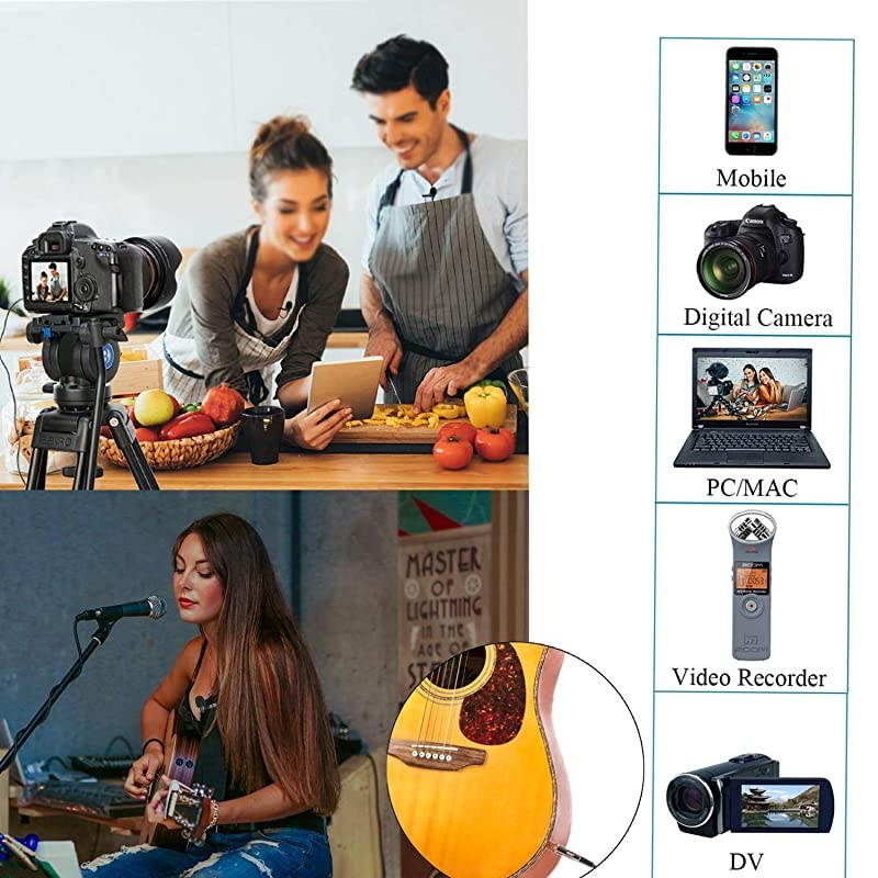 Professional Premiun Dual Lavalier Microphone  Lapel Clipon Omnidirectional Condenser Mic for iOS iPhone DSLR Guitar Android Smartphone Recording YouTube Interview Podcast Blog Vlog