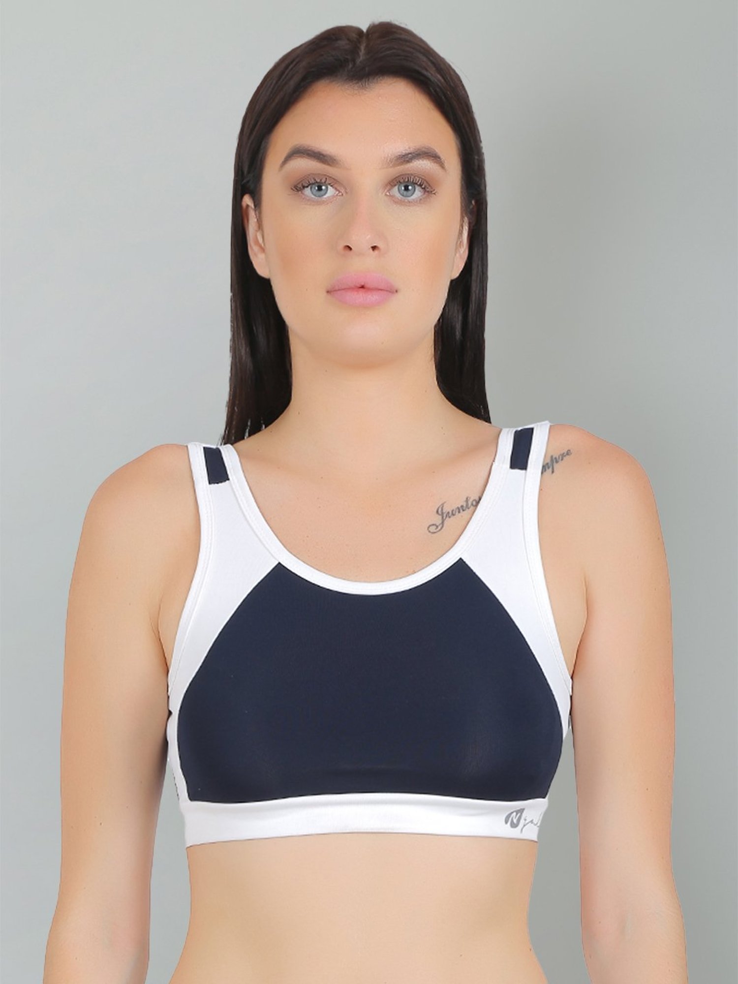 N-Gal Navy & White Sports Bra