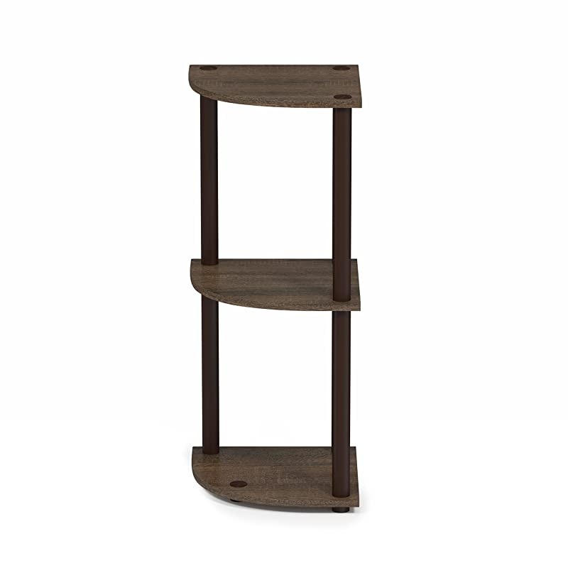 TurnNTube 3Tier Corner Display Rack Multipurpose Shelving Unit WalnutBrown