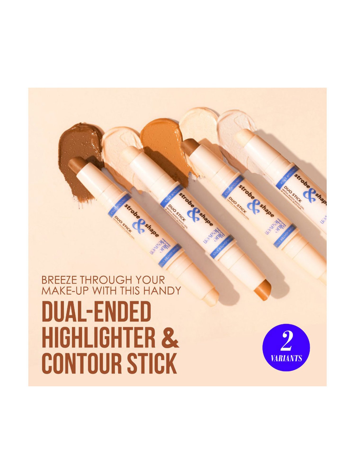 Blue Heaven Highlighter & Contour Duo Stick Magnificent Deep (Medium To Deep) - 3.5 gm