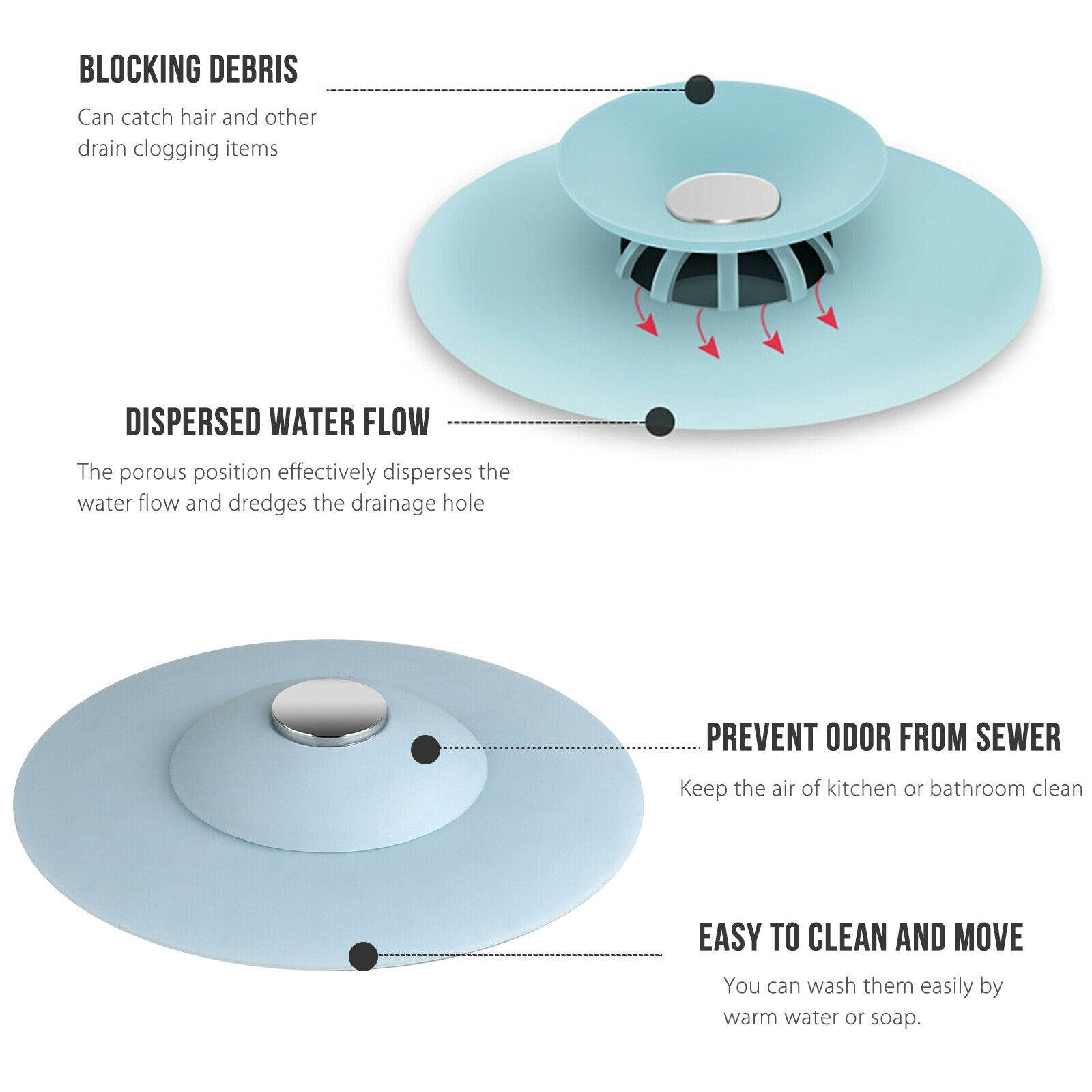 Rubber Drain Cover Kitchen Water Sink Drainer Strainer Disposal Stopper Plug New